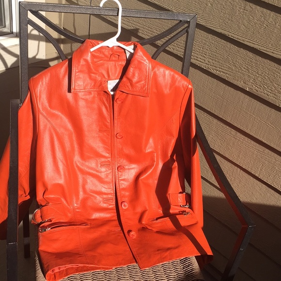 Together Jackets & Blazers - Vintage orange leather jacket size 8 Together